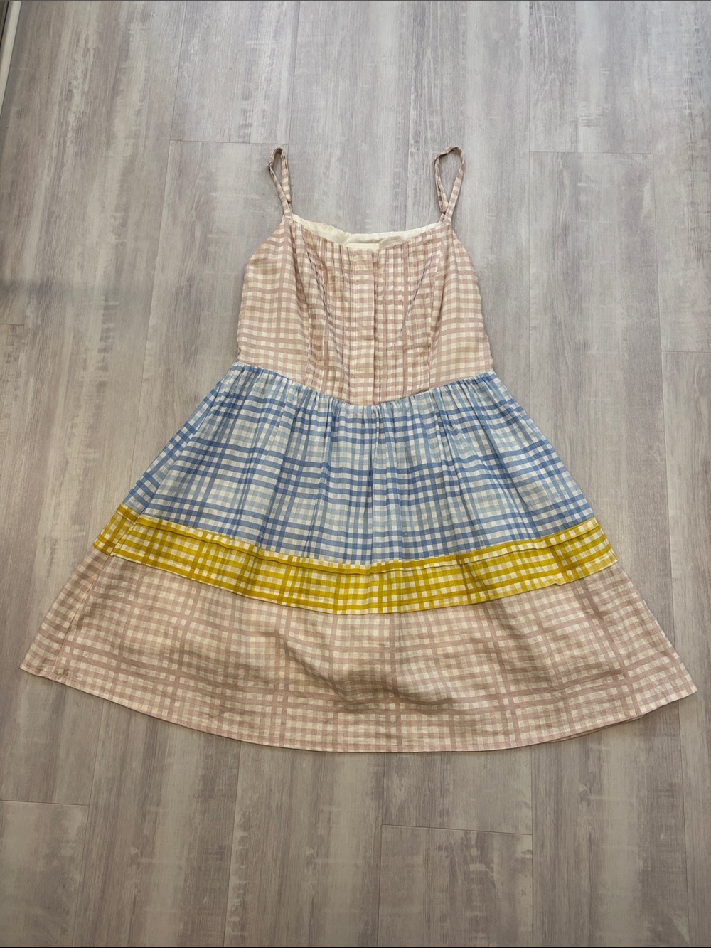 Aura Light Pink and White Gingham Summer Dress size X Small
